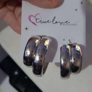 True Love Silver Hoop Earrings Set